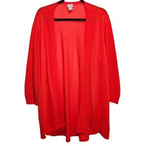 Chico's Cardigan Women Size XL Extra Large / 3 Orange Red Open Front Sweater